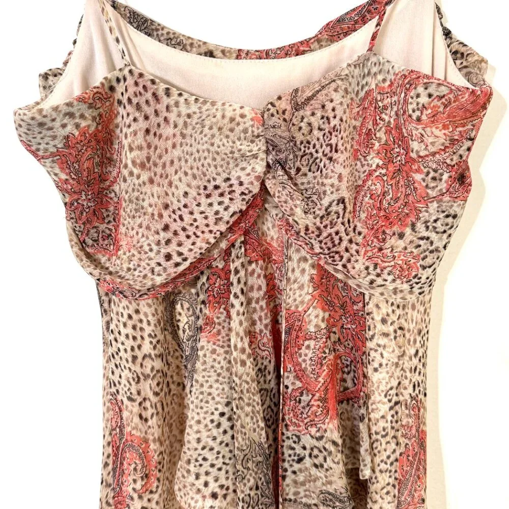 Vtg Y2K Alyn Paige Cheetah Print Paisley Maxi Dress Cowl Neck Chiffon Fairy - Picture 6 of 11